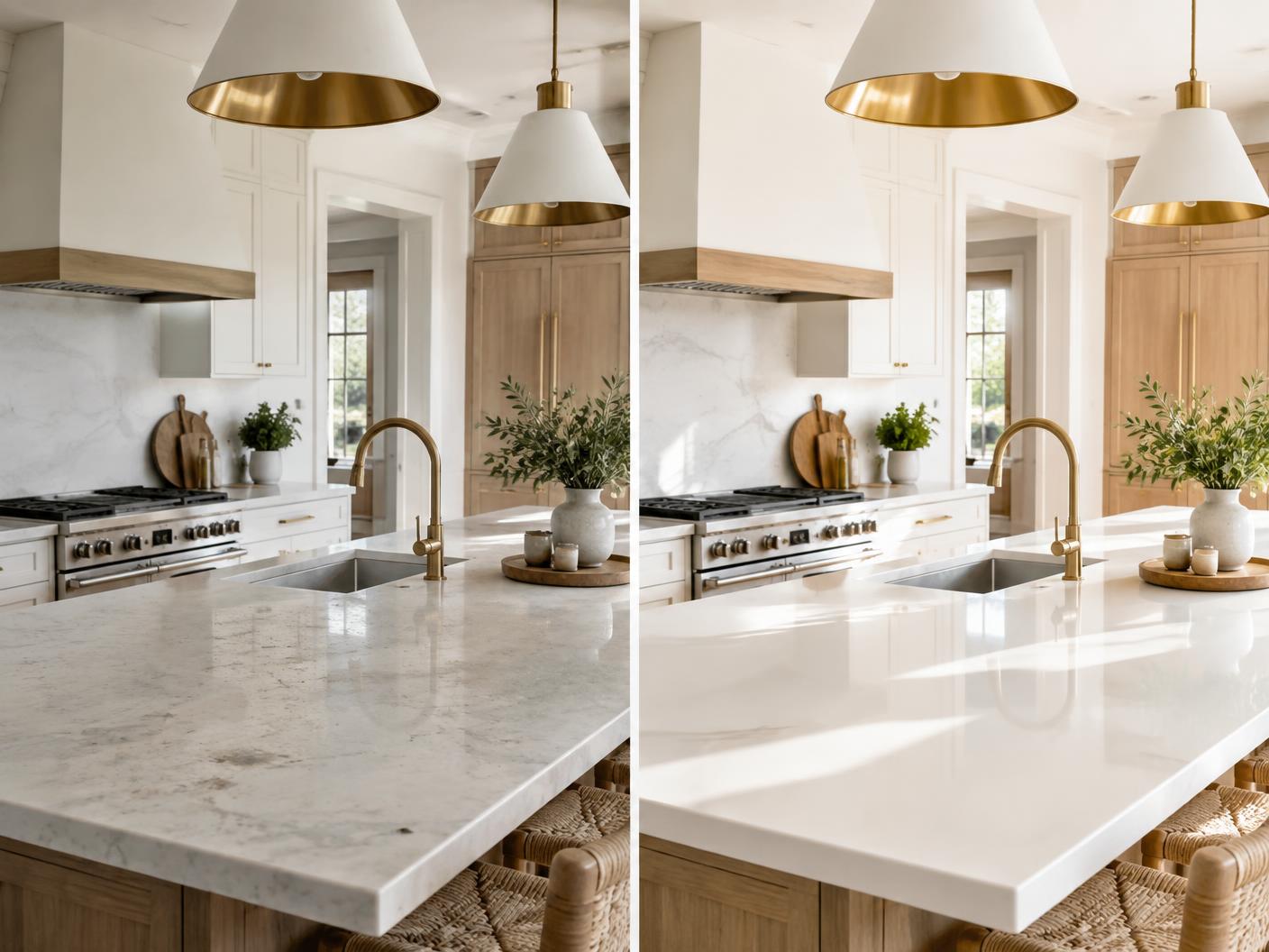 Before and after deep-cleaned kitchen